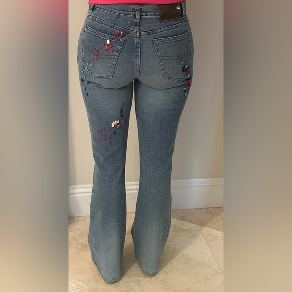 Beautiful beaded vintage Blumarine Luxury bootcut jeans.  Size 42 - Picture 9 of 14